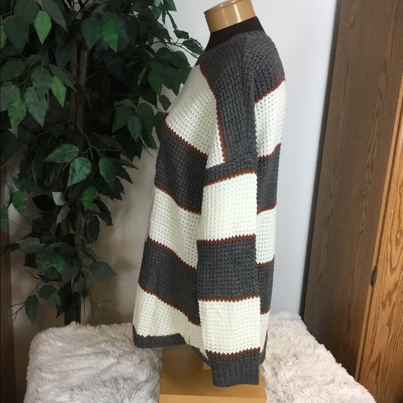 SO XXL cream brown gray pullover sweater with rounded hem - Picture 3 of 14